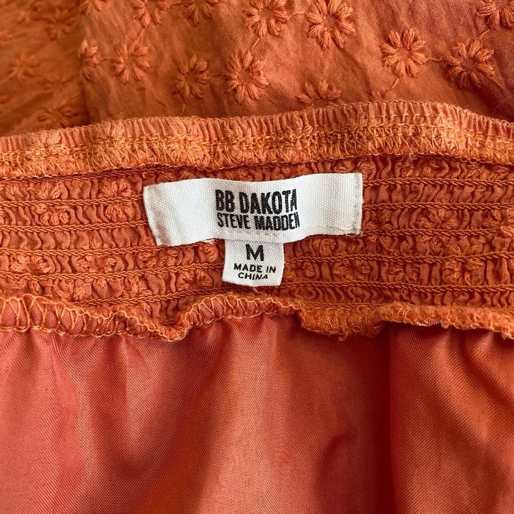 BB Dakota Steve Madden Mini Dress Size Medium Embroidered Ruffle Sleeve - Picture 6 of 6